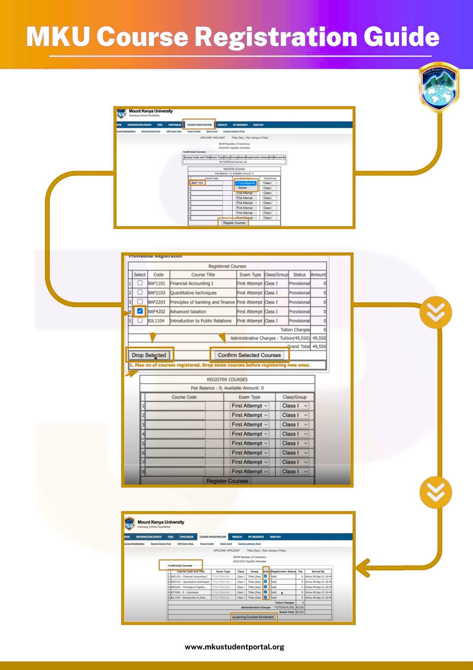 MKU Student Portal Course Registration Process
