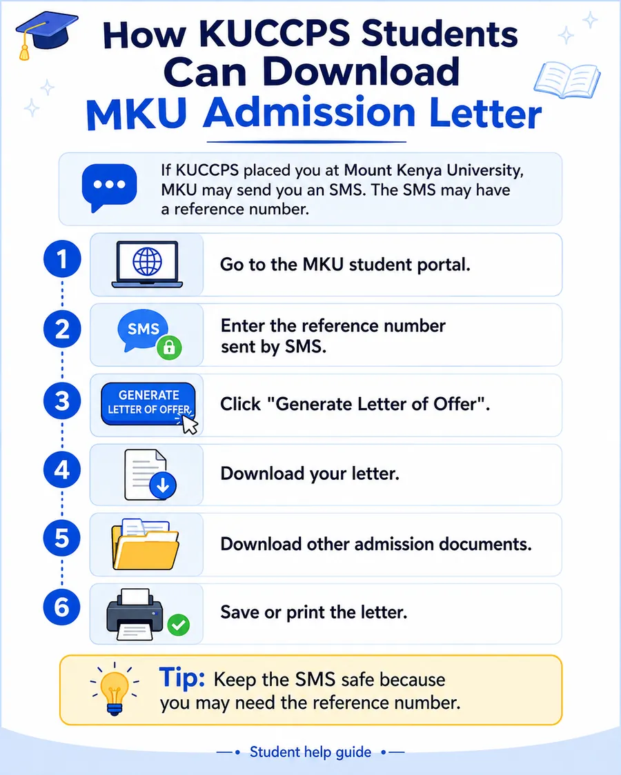 KUCCPS Students admission letter